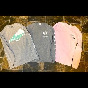 Bundle of 3 long sleeved cheer shirts size small